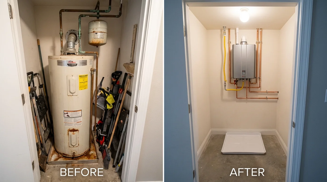 Tank water heater versus wall-mounted tankless unit comparison for Madison, SD homeowners